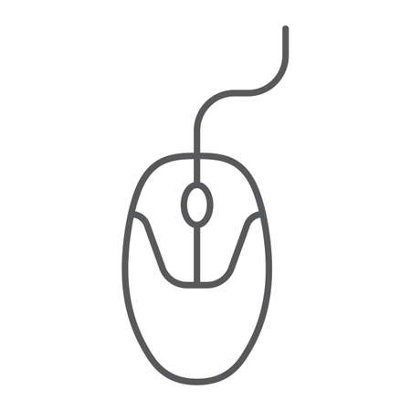 Computer mouse thin line icon, electronic and device, pc mouse sign, vector graphics, a linear pattern on a white background, eps 10.のイラスト素材