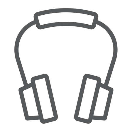 Headphones line icon, earphone and music, headset sign, vector graphics, a linear pattern on a white background, eps 10.のイラスト素材