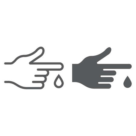 Blood test line and glyph icon, medicine and clinical, diabetes sign, vector graphics, a linear pattern on a white background, eps 10.のイラスト素材