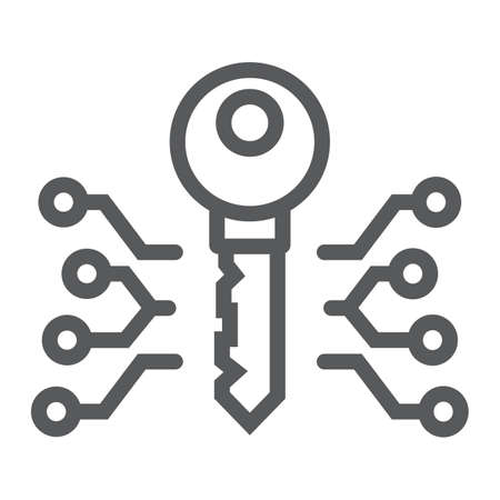 Digital key line icon, money and finance, security sign, vector graphics, a linear pattern on a white background, eps 10.のイラスト素材