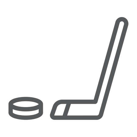 Hockey line icon, game and sport, hockey stick sign, vector graphics, a linear pattern on a white background, eps 10.のイラスト素材