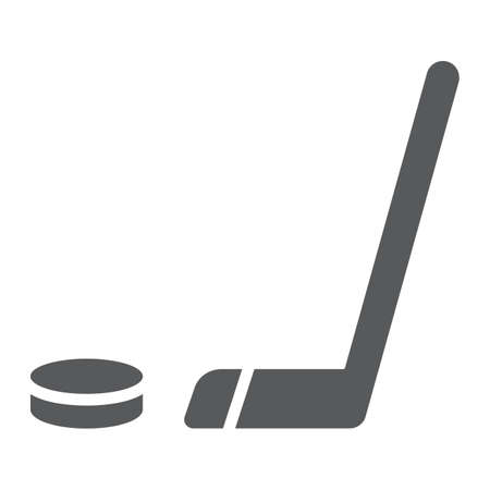 Hockey glyph icon, game and sport, hockey stick sign, vector graphics, a solid pattern on a white background, eps 10.のイラスト素材