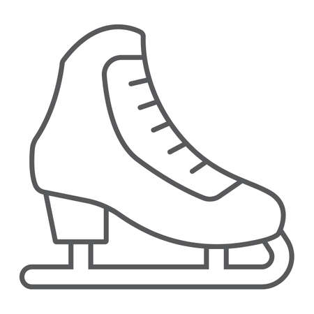 Figure skating thin line icon, activity and sport, ice skating sign, vector graphics, a linear pattern on a white background, eps 10.のイラスト素材