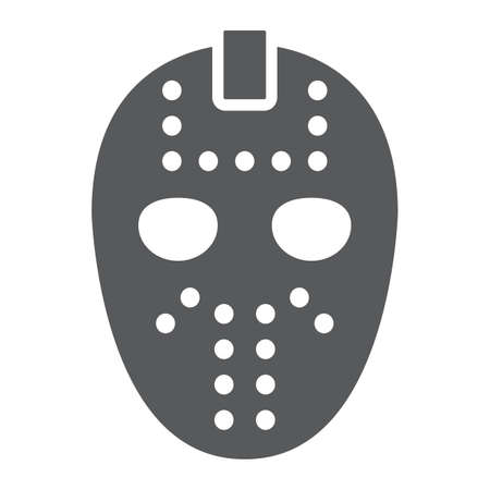 Hockey mask glyph icon, helmet and mask, goalie sign, vector graphics, a solid pattern on a white background, eps 10.のイラスト素材