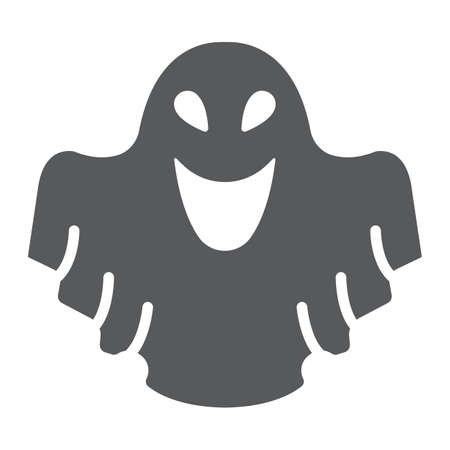 Ghost glyph icon, fear and halloween, poltergeist sign, vector graphics, a solid pattern on a white background, eps 10.のイラスト素材