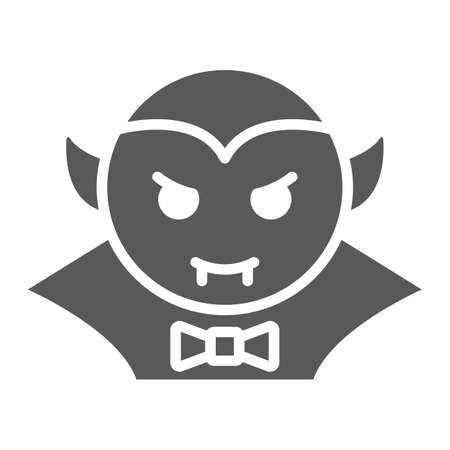 Dracula vampire glyph icon, bat and halloween, creature sign, vector graphics, a solid pattern on a white background, eps 10.のイラスト素材