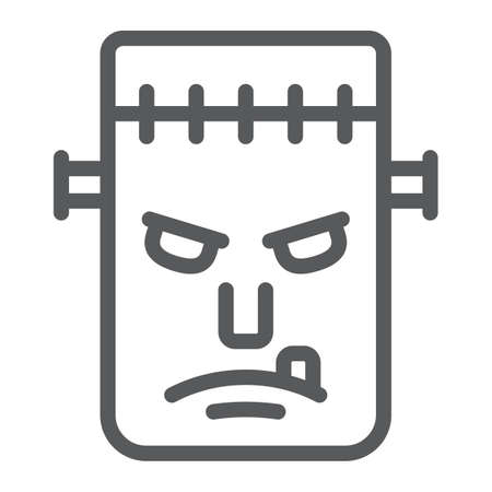 Frankenstein line icon, monster and halloween, zombie sign, vector graphics, a linear pattern on a white background, eps 10.のイラスト素材