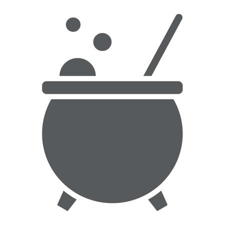 Witch cauldron glyph icon, magic and witchcraft, pot sign, vector graphics, a solid pattern on a white background, eps 10.のイラスト素材