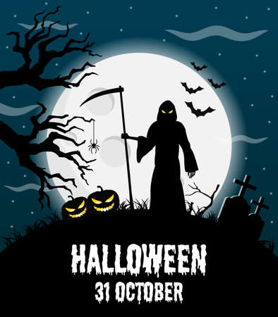Happy halloween vector poster, halloween banner, halloween background, halloween party, vector illustration.のイラスト素材