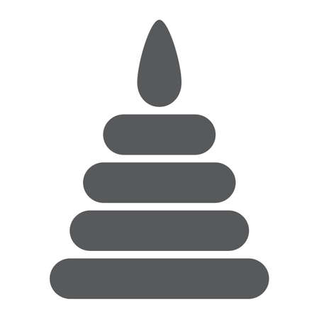 Toy pyramid glyph icon, child and play, tower sign, vector graphics, a solid pattern on a white background.の写真素材