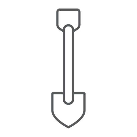 Shovel thin line icon, equipment and tool, agriculture sign, vector graphics, a linear pattern on a white background.のイラスト素材