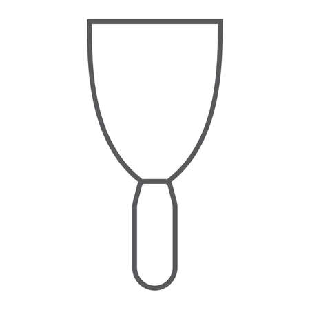Putty knife thin line icon, tool and scraper, spatula sign, vector graphics, a linear pattern on a...