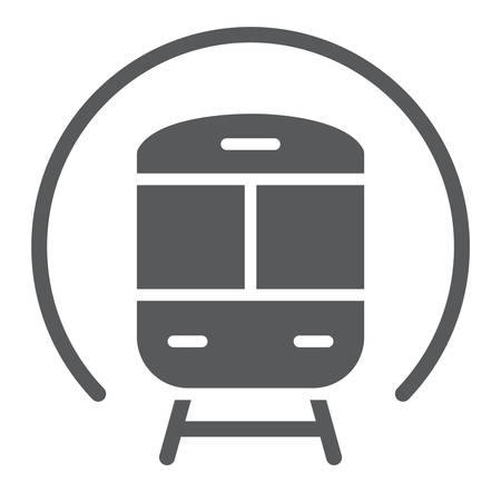 Train glyph icon, railway and travel, subway sign, vector graphics, a solid pattern on a white background.のイラスト素材