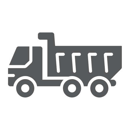 Dump truck glyph icon, vehicle and construction, car sign, vector graphics, a solid pattern on a white background, eps 10.のイラスト素材