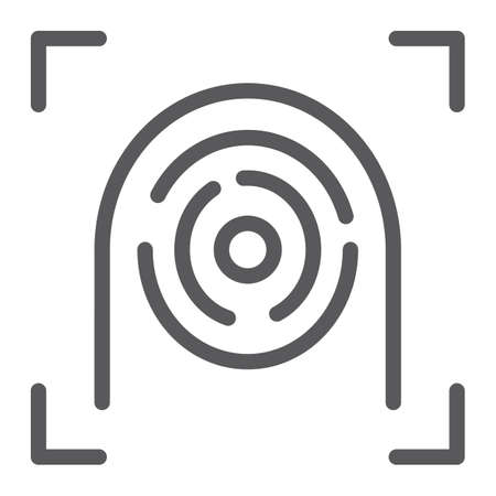 Fingerprint scanner line icon, security and finger, touch id sign, vector graphics, a linear pattern on a white background, eps 10.のイラスト素材