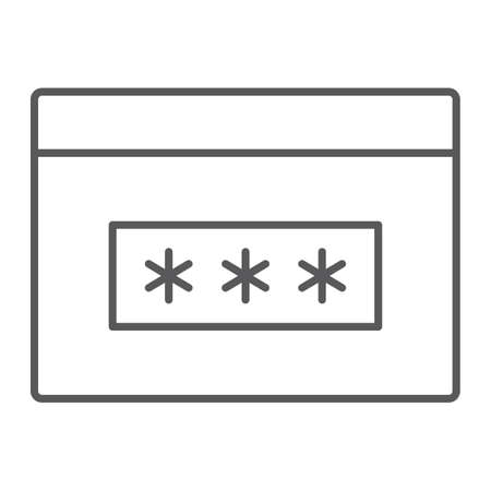 Password thin line icon, security and access, browser sign, vector graphics, a linear pattern on a white background, eps 10.のイラスト素材