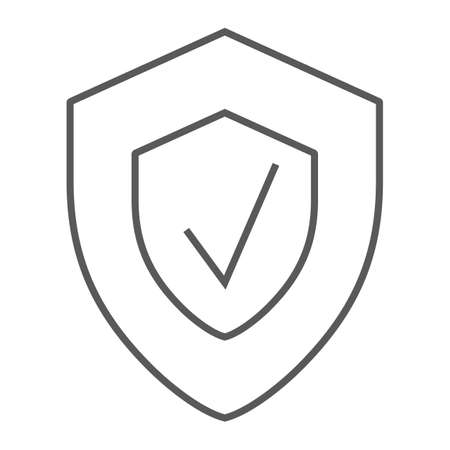 Security status thin line icon, safety and protect, shield sign, vector graphics, a linear pattern on a white background.の写真素材
