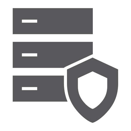 Database protection glyph icon, server and security, system sign, vector graphics, a solid pattern on a white background.の写真素材