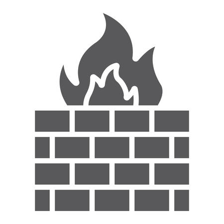 Firewall glyph icon, fire and security, wall sign, vector graphics, a solid pattern on a white background.の写真素材
