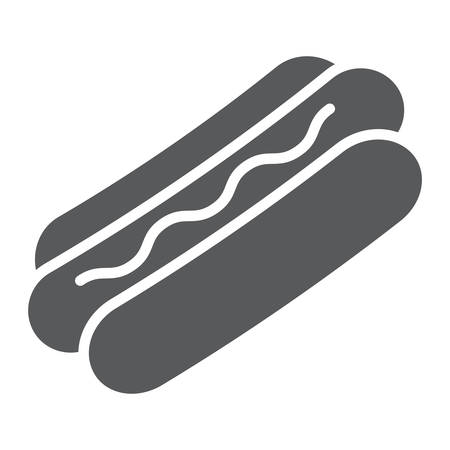 Hot dog glyph icon, food and meat, fast food sign, vector graphics, a solid pattern on a white background.のイラスト素材