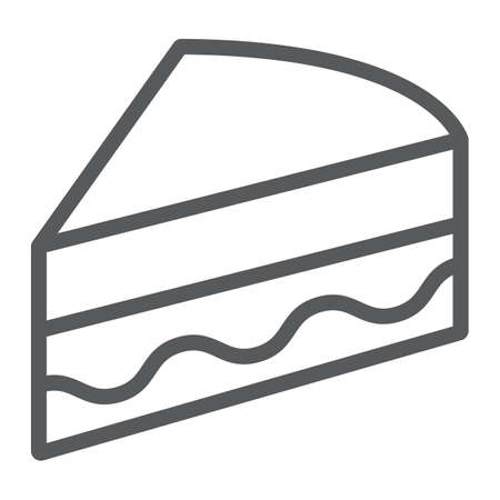 Piece of cake line icon, sweet and food, pie sign, vector graphics, a linear pattern on a white background.のイラスト素材