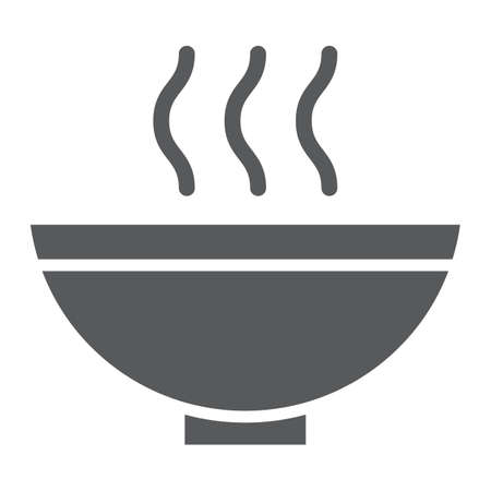 Soup glyph icon, food and meal, hot soup bowl sign, vector graphics, a solid pattern on a white background.の写真素材
