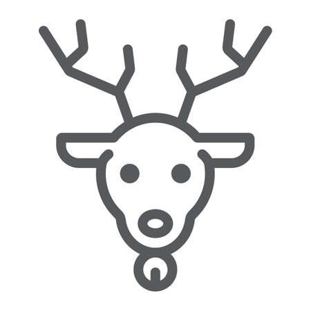 Christmas deer line icon, christmas and reindeer, rudolph sign, vector graphics, a linear pattern on a white background.のイラスト素材