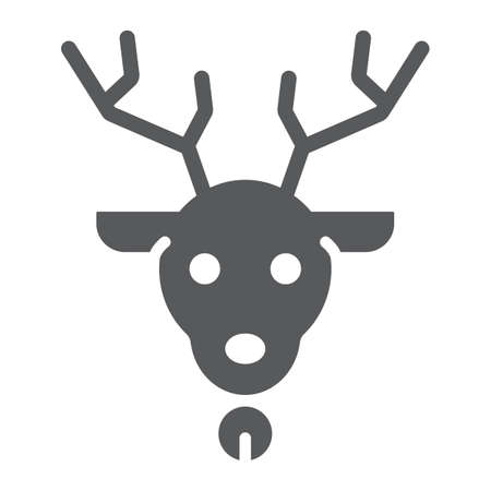 Christmas deer glyph icon, christmas and reindeer, rudolph sign, vector graphics, a solid pattern on a white background.のイラスト素材