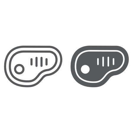 Meat steak line and glyph icon, meal and food, beef sign, vector graphics, a linear pattern on a white background.のイラスト素材