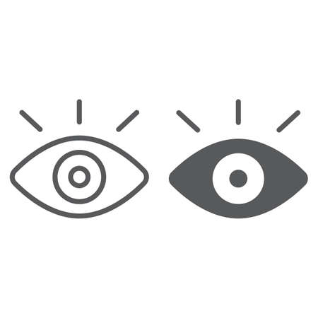 Monitiring line and glyph icon, security and eye, vision sign, vector graphics, a linear pattern on a white background.のイラスト素材