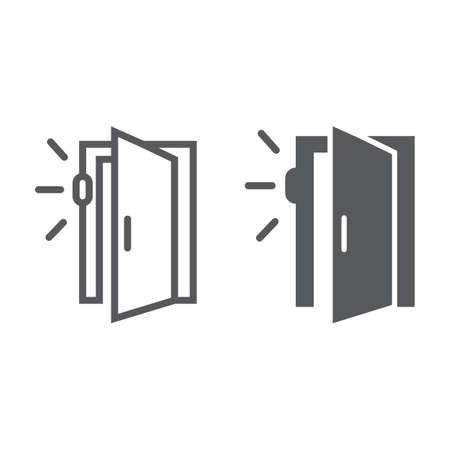 Door sensor line and glyph icon, access and security, automatic door sign, vector graphics, a linear pattern on a white background.のイラスト素材