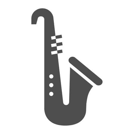 Saxophone glyph icon, musical and instrument, trumpet sign, vector graphics, a solid pattern on a white background.のイラスト素材