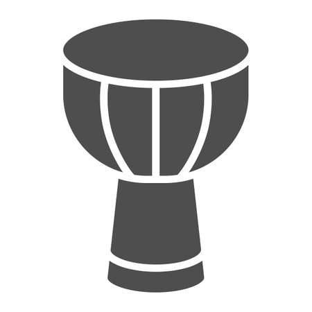 African drum glyph icon, musical and instrument, african wood djembe sign, vector graphics, a solid pattern on a white background.のイラスト素材