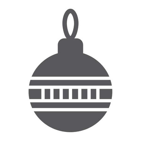 Christmas tree ball glyph icon, xmas and decoration, bauble sign, vector graphics, a solid pattern on a white backgroundのイラスト素材
