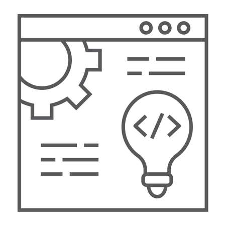 Web development thin line icon, website and programming, browser sign, vector graphics, a linear pattern on a white background.のイラスト素材