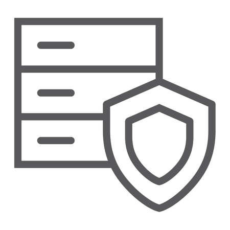 Data protection line icon, safety and storage, security sign, vector graphics, a linear pattern on a white background.のイラスト素材