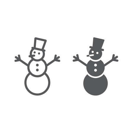 Snowman line and glyph icon, christmas and winterのイラスト素材