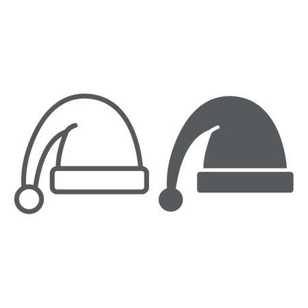 Santa hat line and glyph icon, christmas and clothing, cap sign, vector graphics, a linear pattern on a white background, eps 10.のイラスト素材