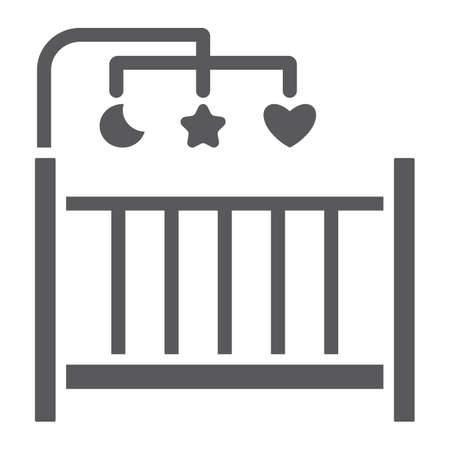 Crib glyph icon, home and child, cradle sign, vector graphics, a solid pattern on a white background, eps 10.のイラスト素材