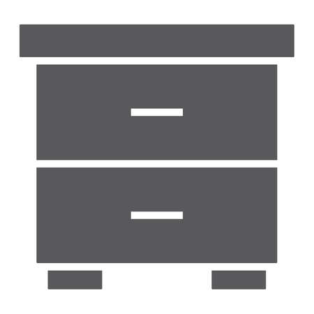 Nightstand glyph icon, furniture and home, bedside table sign, vector graphics, a solid pattern on a white background.のイラスト素材