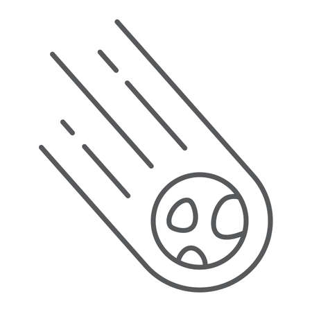 Asteroid thin line icon, space and meteor, meteorite sign, vector graphics, a linear pattern on a white background.のイラスト素材