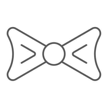 Bow tie thin line icon, clothing and knot, necktie sign, vector graphics, a linear pattern on a white background.のイラスト素材