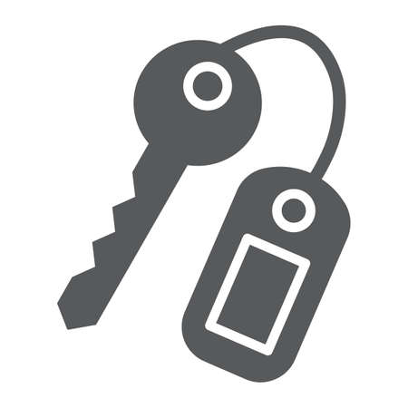 Key glyph icon, close and safety, unlock sign, vector graphics, a solid pattern on a white background, eps 10.のイラスト素材