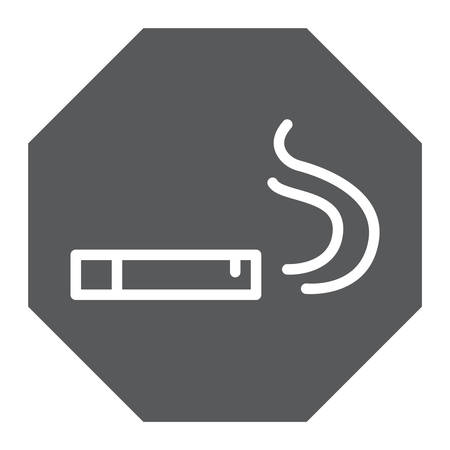 Smoking area glyph icon, smoke and cigar, cigarette sign, vector graphics, a solid pattern on a white background, eps 10.のイラスト素材