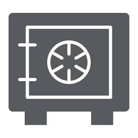 Safe box glyph icon, security and money, bank safe sign, vector graphics, a solid pattern on a white background, eps 10.のイラスト素材