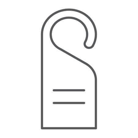 Door hanger thin line icon, hotel and hanger, do not disturb sign, vector graphics, a linear pattern on a white background, eps 10.のイラスト素材