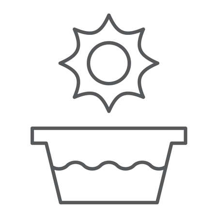Hot water thin line icon, temperature and wash, basin sign, vector graphics, a linear pattern on a white background, eps 10.のイラスト素材