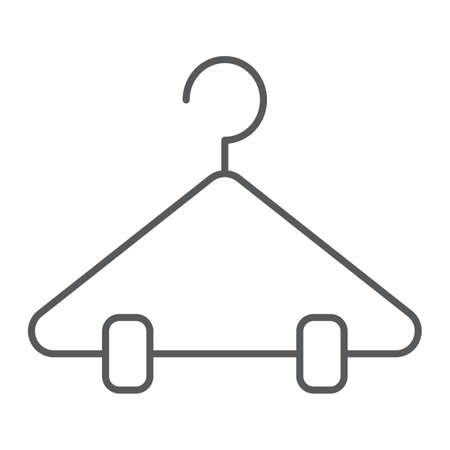 Hanger thin line icon, closet and wardrobe, rack sign, vector graphics, a linear pattern on a white background.のイラスト素材