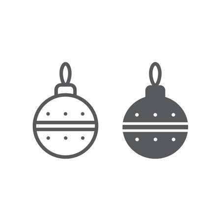 Christmas tree ball line and glyph icon, xmas and decoration, bauble sign, vector graphics, a linear pattern on a white background, eps 10.のイラスト素材