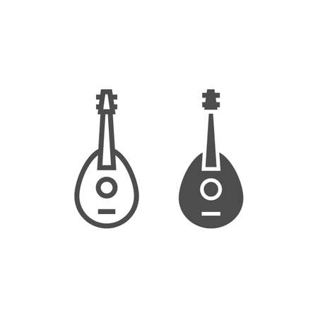 Mandolin line and glyph icon, musical and string, guitar sign, vector graphics, a linear pattern on a white background, eps 10.のイラスト素材
